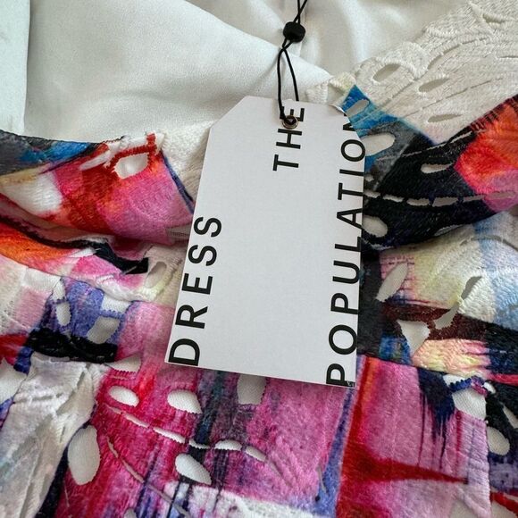 Dress The Population Gabriella Lace One-Shoulder Broderie Anglaise Dress‎ XS - Picture 11 of 14